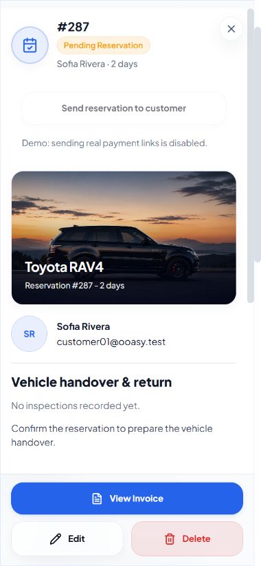 Reservation details